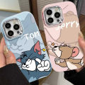 Cat and Mouse Graffiti Phone Case Compatible for IPhone 7Plus 15 11 12 14 13 Pro Max 8 7 Plus XR X XS Max Couples Plating Metal Lens Soft Cover. 