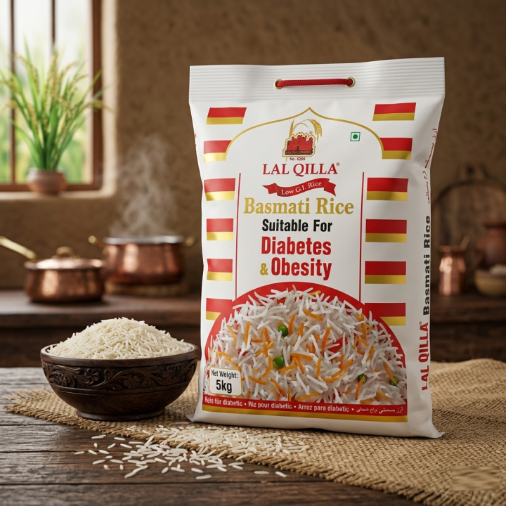 Lal Qilla Diabetes & Obesity Basmati Rice 5kg – Low GI, Aromatic, and Fluffy