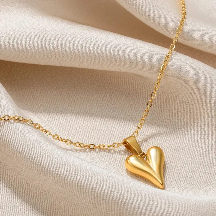 Masala%20Cottage=1%20Piece%20Stainless%20Steel%20Classic%20Women%20Gold%20Heart%20Bib%20Link%20Chain%20Pendant%20Necklaces%20Lovely%20Peach%20Heart%20Necklace%20-%20Image%202