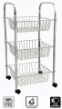 Stainless Steel 3 Layer Fruit & Vegetable Kitchen Trolley Basket Organizer With Wheels. 