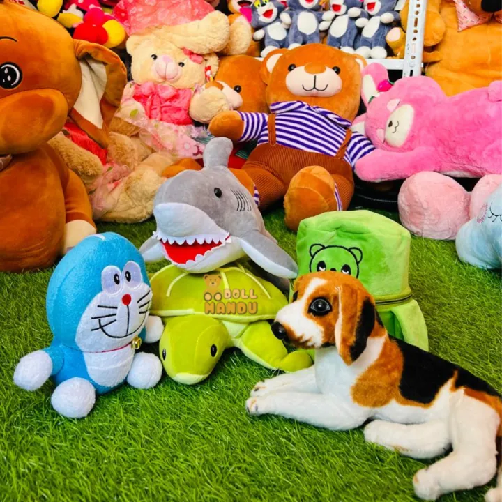 Animal and Character Doll Combo: Dog, Shark, Panda, Tortoise, Doraemon ...