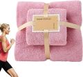 2 in 1 Set Colorful Bathroom Towels Set Coral Fleece High Density Microfiber Bath Face Towel. 