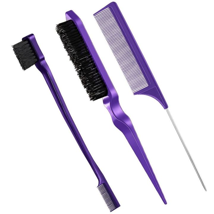 3Pcs%20Slicking%20Hair%20Brush%20Rat%20Tail%20Comb%20for%20Edge%20Back%20Grooming%20Slick%20Brush%20Set%20Teasing%20Brush%20Bristle%20Hair%20Brush%20-%20Image%209