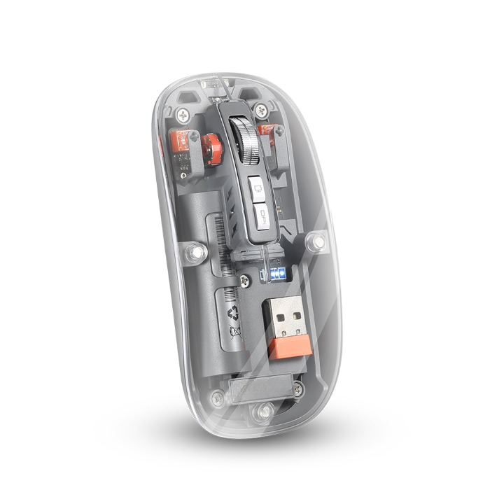 M233 Tri Mode Bluetooth And 2.4G Rechargeable Transparent Wireless Mouse