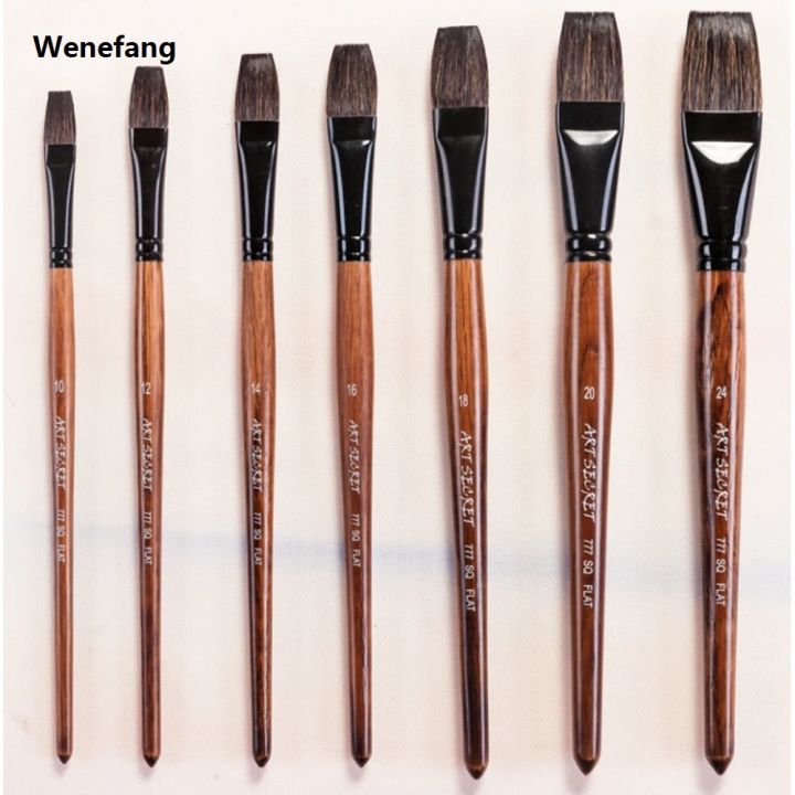 Wenefang%20Artsecret%20Paint-Brush%20777SQ%20Flat%20Squirrel%20Hair%20Black%20Brass%202025%20New%20Ferrule%20Oak%20Wooden%20Handle%20Watercolor%20Artistic%20For%20Drawing%20-%20Image%202