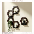 Formica laminated Hexagon Honeycomb Wall rack for Home Decor , Living Room & Office - 5 pc set  - Best Quality - By Supreme Decor. 