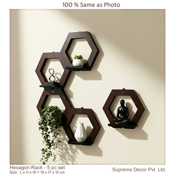 Formica%20laminated%20Hexagon%20Honeycomb%20Wall%20rack%20for%20Home%20Decor%20,%20Living%20Room%20&%20Office%20-%205%20pc%20set%20%20-%20Best%20Quality%20-%20By%20Supreme%20Decor%20-%20Image%209