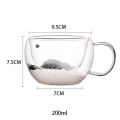 With Handle Heat Resistant Dry Flowers Cup High Borosilicate Glass Simple Double Wall Glass Cup INS Trends Floral Tea Coffee Cups Creative Gift. 