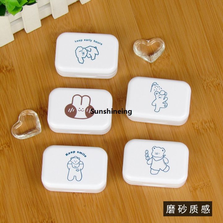 ABS Cartoon Animation Grind Portable Mini Contact Lens Case for Kit Holder Storage Eye Care Container with Mirror Lenses Box