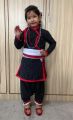 Girl Newari Traditional Dress Set 1 Dress And Jangawal suruwal Patuki With Red Boarder Muga Red Mala Silver Plated Jyapu Shikhaa Sachika For Hair Bond  Gold Plated Ear Ring  Makasi  Gold Plated Nyapu Shikhaa  Silver Plated Kale. 