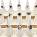 Yuanyan 30pcs/Lot Wholesale Antique Silver Color Finger Rings For Women New Black Acrylic Stone Crown Water Drop Angel Wing Jewelry Girl. 