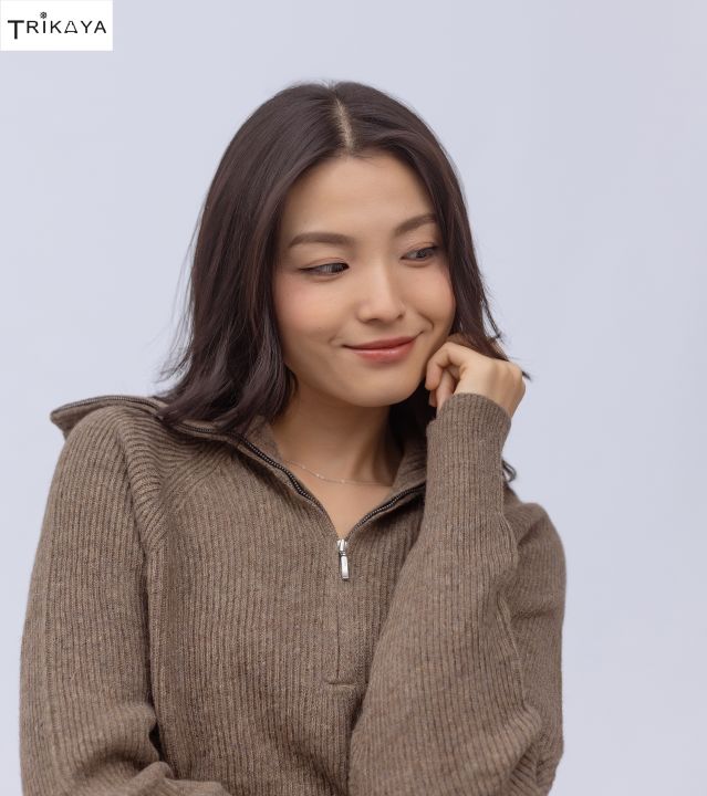 Trikaya%20Women%20Woollen%20Half%20Zipper%20Tuck%20Knit%20Pullover-%20Coffee%20-%20Image%202