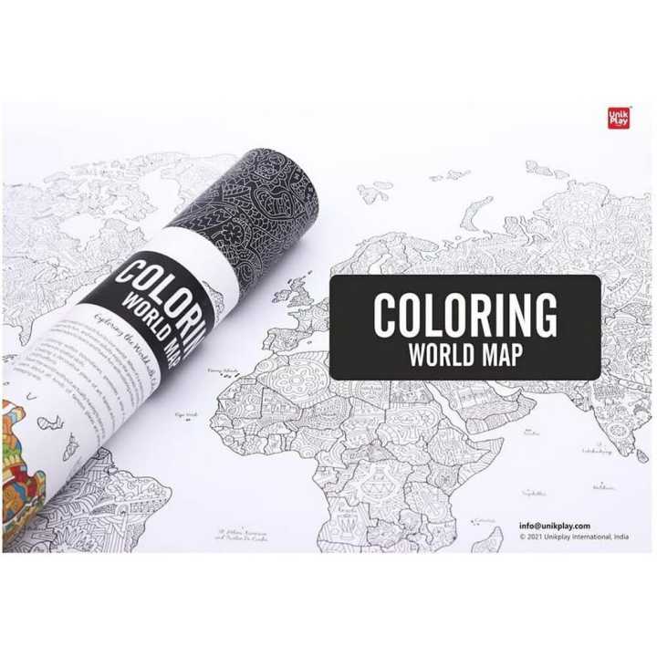 UnikPlay Colouring World Map Geography | Colouring Wall Poster | Party Activity And Home Décor | Painting Gift