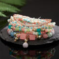 Sales promotion Vacation or Accessories Gift Jewelry Ladies Beaded Gifts Jewelry Pieces Fashion Bracelet Natural Stone Set Multicolor 8 Outfits Glamour Accessories Party Friends Summer Beach Wear. 