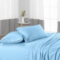 Bedsheet 100% Microfiber Double Brushed Sheet With Two Pillow Cover - Extra-Soft & Wrinkle-Free  Ideal for Home, Dorms, Hospitals - 3 PC Set (Silver Stripe) Size 230X250 CM. 