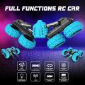 Remote Control Car Double Sided 2.4GHz Fast RC Stunt Car, 360°Rotating 4WD RC Cars with Bright Lights, Outdoor Rechargeable Electric Car, Fun Toy Cars Gifts for Boys Kids and Adults（Blue）. 
