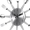 fasdaga 2X Stainless Steel Knife and Fork Spoon Kitchen Restaurant Wall Clock Home Decoration. 