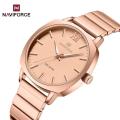 NaviForce NF5044 Elegant Simple Minimalist Dial Stainlees Steel Watch for Women - Rosegold. 