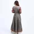 Multicolor Cotton Printed Anarkali Kurta Plazzo With Shawl Set For Women. 