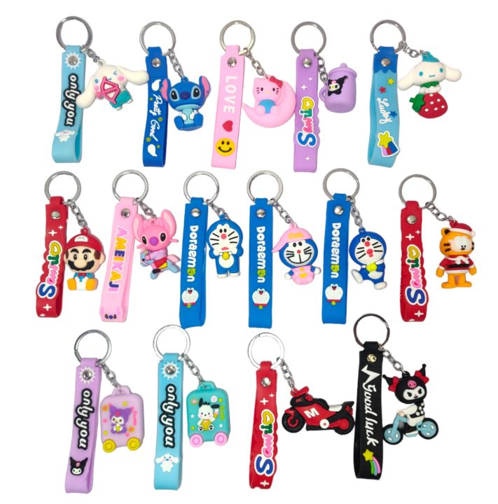 1 Pcs Silicone Rubber Keychain Key And Bag Keyring With Cute Characters Cute Keyrings