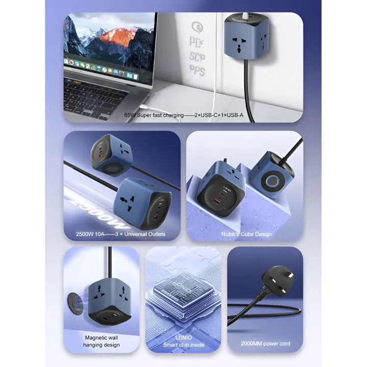 LDNIO%20SC3319%2065W%206-in-1%20Power%20Socket%20Cube%20-%20Universal%20Outlet%20Extension%20Cord%20with%202%20USB-C%20PD%20&%201%20USB-A%20Fast%20Charging%20Port%20-%202500W%20Multiplug%20Desktop%20Charging%20Station%20for%20Laptops,%20Smartphones%20&%20Home%20Appliances%20-%20Image%206