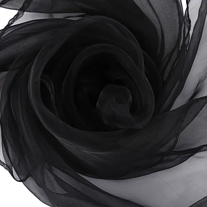 fasdaga%202X%20Lovely%20Fashion%20Plain%20Square%20Chiffon%20Neck%20Scarf%20Scarves%2070%20cm%20x%2070cm%20(Black)%20-%20Image%204