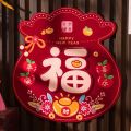 Wall Stickers Cartoon Horse Year Door Sticker Chinese Style Traditional Character Stickers Blessing Flocked Spring Festival Couplets New Year Celebration. 