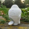 Salcko White Ceramic Buddha Aroma Diffuser With 2 Diffuser Oil Bottles And 2 Candles - Sandalwood. 