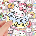 100PCS Sanrio Series Hello Kitty Stickers Cute Multi-purpose DIY Stickers Waterproof Decorative Refrigerator Computer StickerNIUMAO. 