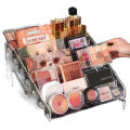 Nail polish, powder, eyeshadow organizer, tabletop, acrylic, transparent, stepped display stand, makeup shelf. 