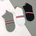 DISICHEN Fashion TB Men Socks Classic Stripes New Luxury Brand Black Stripes Ankle Sock Street High Quality Wholesale 1/6 Pairs Women Cotton Sock. 
