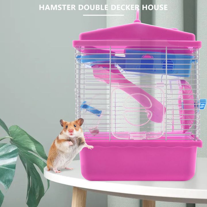 Pet%20Cage%20Hamster%20Cottage%20with%20Transparent%20Skylight%20Double%20Layer%20House%20for%20Hamster%20Golden%20Hamster%20Pet%20Pink%20-%20Image%204