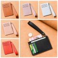 Thin Card Bag Simple Solid Color with Waist Lanyard Mini Wallet PU Card Holder Zipper Coin Purse Travel. 