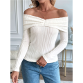 Women'S Off the Shoulder Sweater Long Sleeve Knit Fall Pullover Tops Winter Going Out Outfits. 