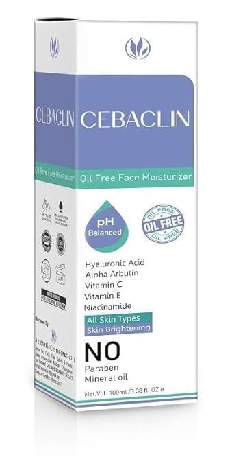 Cebaclin Oil Free Face Moisturizer Lotion, Lightweight, Matte Finish, Suitable for All Skin, 100Ml