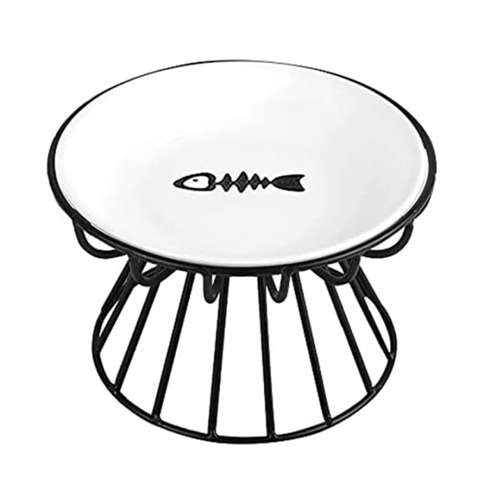 Cat-Bowls, Elevated Cat-Bowl, Raised Ceramic Cat-Dish with Metal Stand,Pet Water or Food Feeding Station,Dishwasher Safe