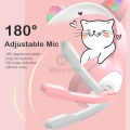 Wiresto Over The Ear Headphones Cat Ear Headsets RGB Light Cat Ear Cute USB Wired Headset Gaming Headphones HiFi Sound Bass Wireless Earphones Foldable Design Headphones with 180° Adjustable Microphone. 