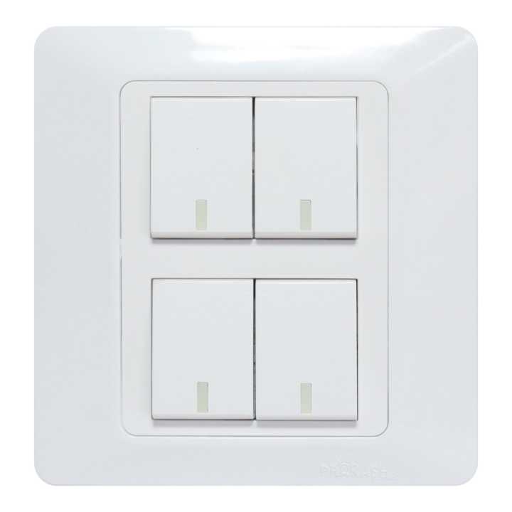 Prakash White 10 AH 4 Gang 1 Way Switch | Daraz.com.np