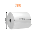 Thermal paper roll 57mm, POS roll, thermal printer paper, mini printer roll. Compatible with pas machines and mini printer. Size 57mm x 40mm, 57mm x 30mm for mini printers.. 