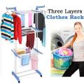 Three Layer Clothes Rack Hanger With Wheels For Drying Clothes. 