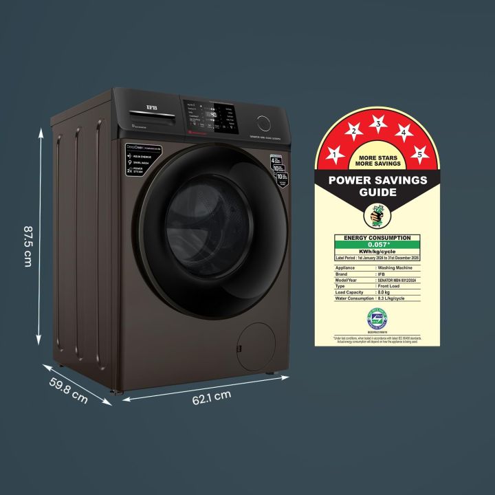 IFB%208%20Kg%205%20Star%20Powered%20by%20AI%20with%209%20Swirl%20Wash,%20WiFi,%20Fully%20Automatic%20Front%20Load%20Washing%20Machine%20(Senator%20MBN%208012,%20Steam%20Refresh%20Program%20with%20Eco%20Inverter,%20Mocha)%20-%20Image%202