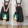 New Canvas Cartoon Handbags Eco Duck Print Cute Duck Tote Bag Soft Duck Embroidery Crossbody bag. 