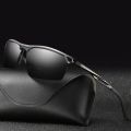 Sporty Black Police Sunglasses with Polarized Lenses and Aluminum Alloy Frame. 