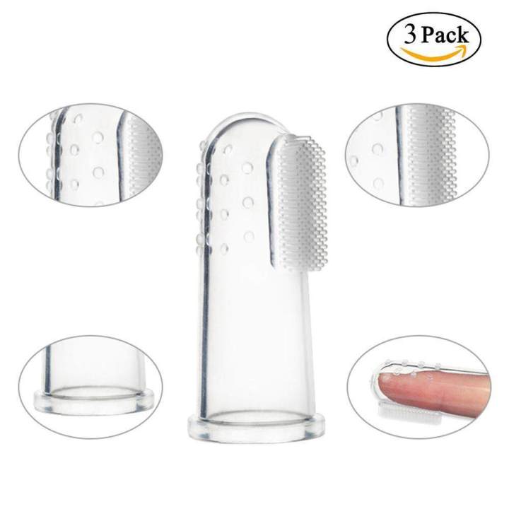 3Pcs Baby Finger Toothbrush With Case SetToothbrush Teether And Oral Massager Soft Silicone Massager Gentle Care For InfantToddlersKids