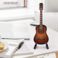 Wooden Miniature Guitar with Stand and Case Mini Musical Instrument Miniature Doll House Model Home Decoration Easy Install Easy to Use. 