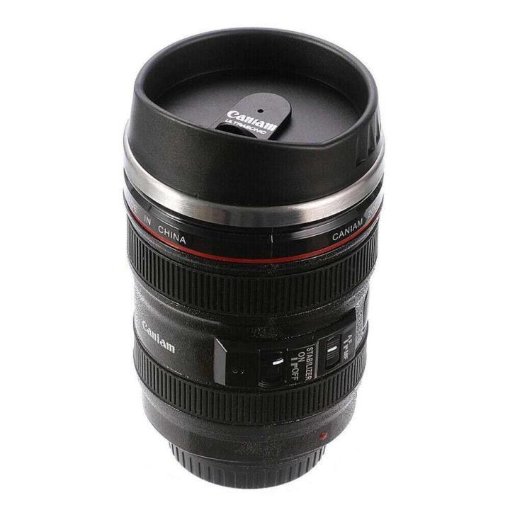 Coffee Mug With Transparent Lid Camera Lens Cup Stainless Steel