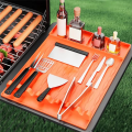 NAMUNY Grill Tools Mat Silicone Heat-Resistant Spatula Mat with Drip Pad Reusable Utensil Holder for Outside Grilling Kitchen A. 