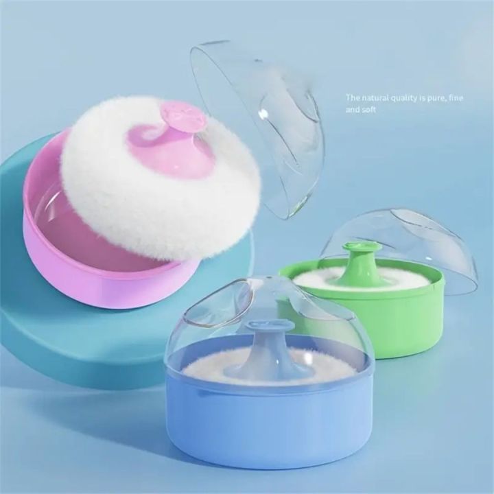Soft and Safe Baby Powder Puff for Infants and Toddlers - Round Container Included