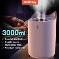 Home Air Humidifier 3000ml Double Nozzle Cool Mist Aroma Diffuser With Coloful Led Light Heavy Fog Ultrason. 