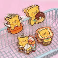 Cute Butter Bear PP Clip Dessert series Colorful Paper Clamp Double Sided Cartoon Acrylic Binder Clip Students. 